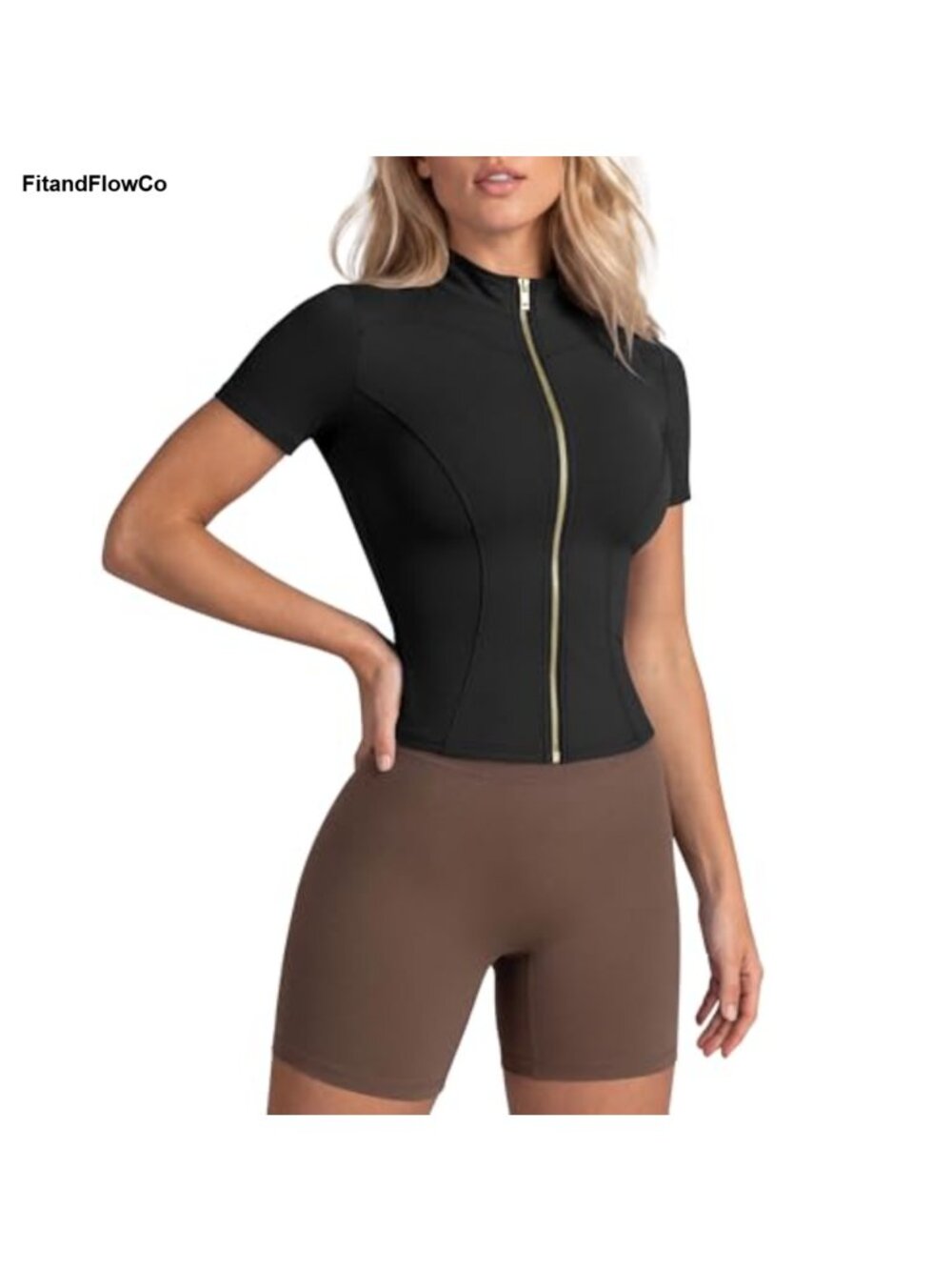 Cropped Slim Fit Full Zip Short Sleeve Running Track Athletic Jacket